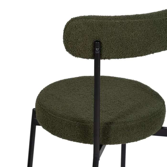 Scaun Dining Round, Stofa Boucle Verde, Metal Negru - creativdeco.ro [6]