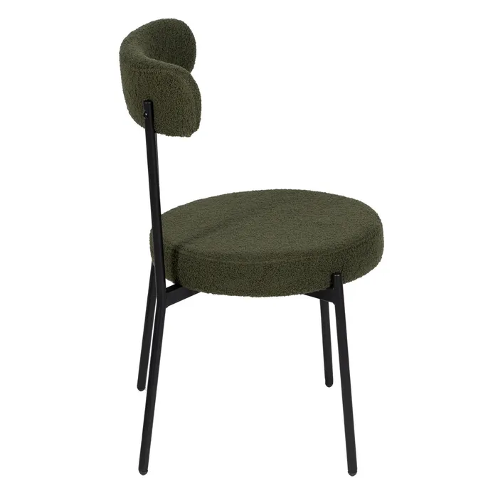 Scaun Dining Round, Stofa Boucle Verde, Metal Negru - creativdeco.ro [2]