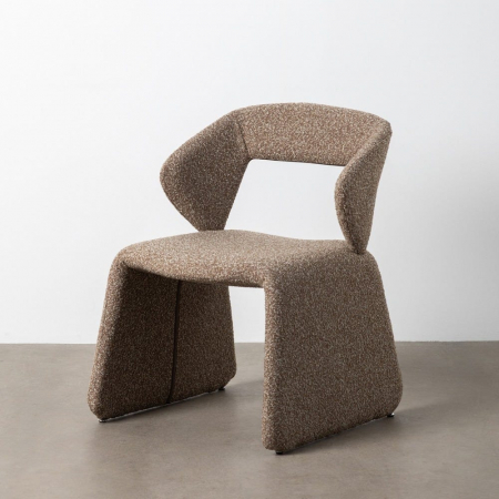 Scaun dining și HORECA bej din stofă texturată cu design contemporan [10]