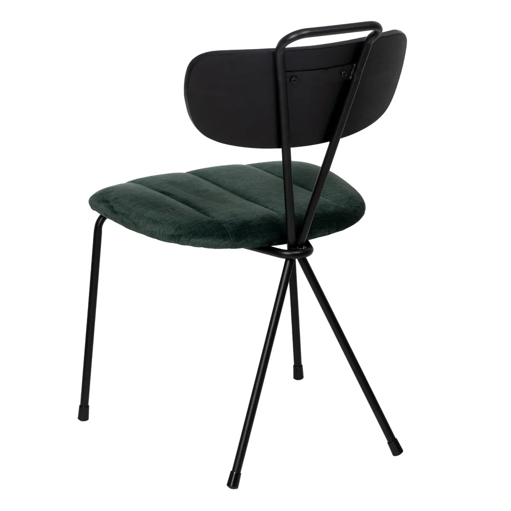 set 2 Scaune dining tapitate verzi cu picioare din metal negru [3]