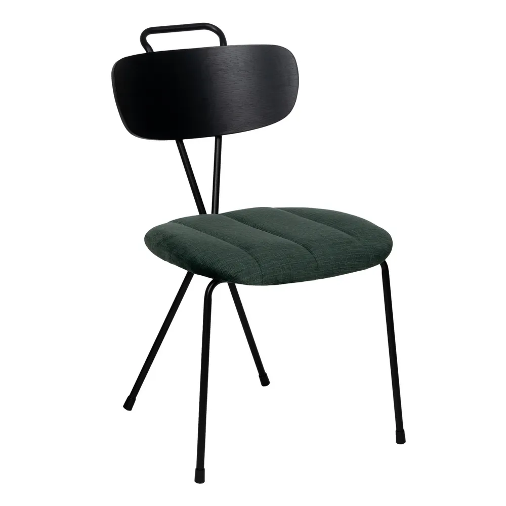 Industrial - set 2 Scaune dining tapitate verzi cu picioare din metal negru