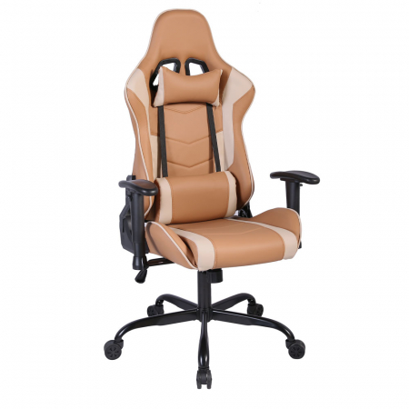 Scaune Gaming - Scaun gaming ergonomic de birou maro crem Explor cu tetieră și suport lombar