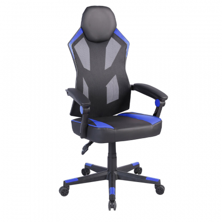 Scaun gaming birou ergonomic negru albastru Fusion Gaming cu spătar ajustabil [6]