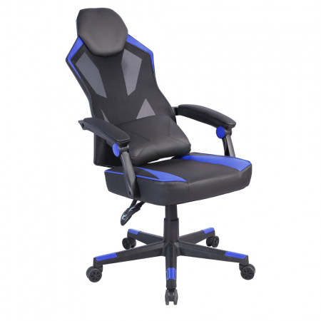Scaun gaming birou ergonomic negru albastru Fusion Gaming cu spătar ajustabil [5]