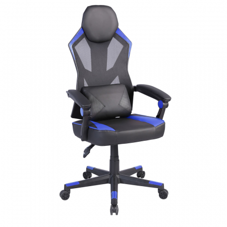 Scaune Gaming - Scaun gaming birou ergonomic negru albastru Fusion Gaming cu spătar ajustabil