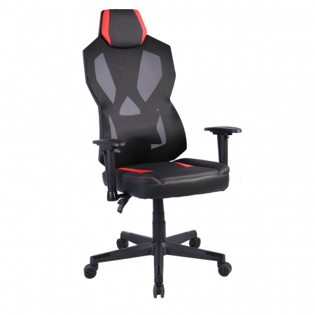Scaune Gaming - Scaun birou gaming negru roșu Storm RGB cu iluminare și spătar ajustabil