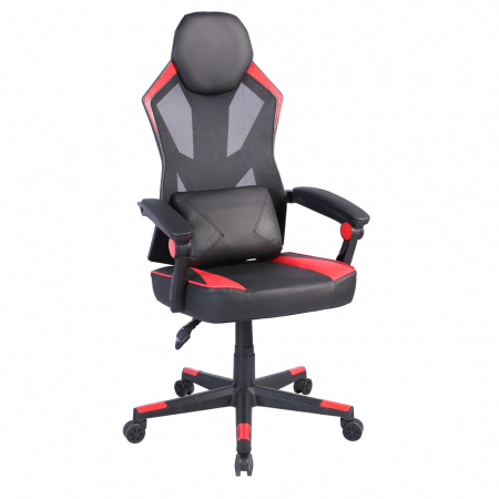 Scaune Gaming - Scaun gaming ergonomic pentru birou roșu-negru Fusion Gaming cu spătar reglabil