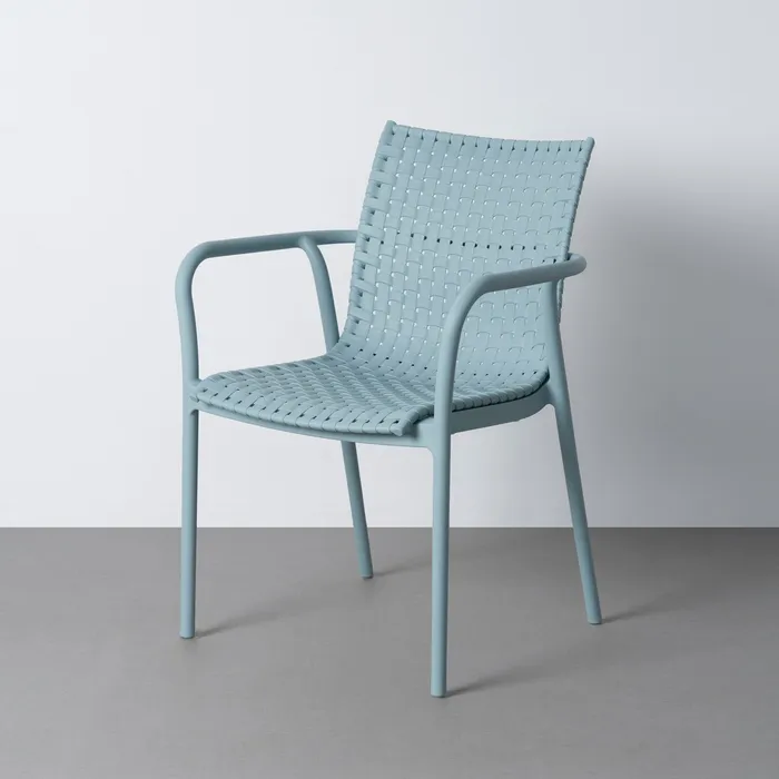 Scaune in Stil Boho - Scaun exterior stivuibil albastru efect împletit