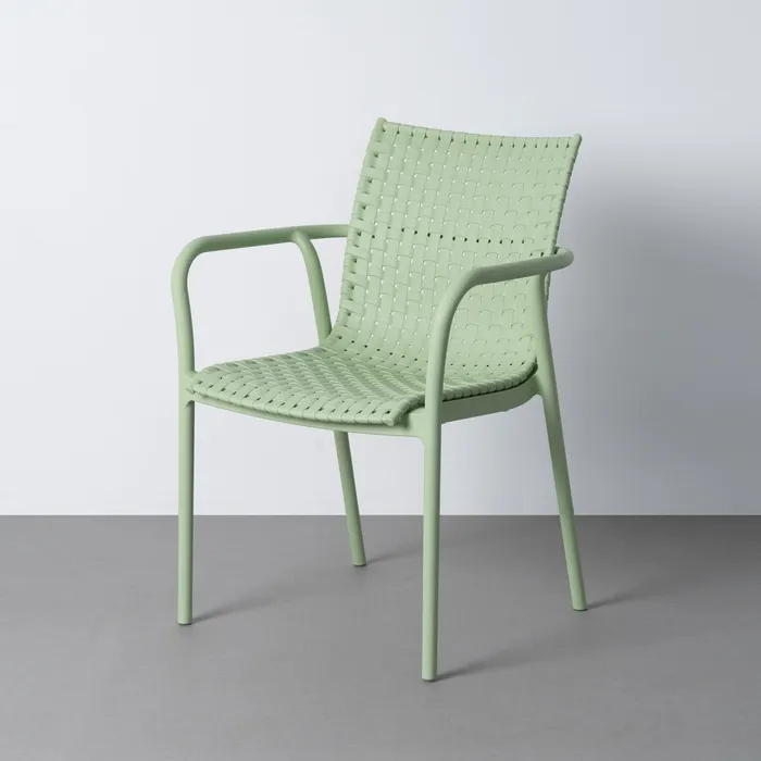 Scaune in Stil Boho - Scaun exterior stivuibil verde design împletit