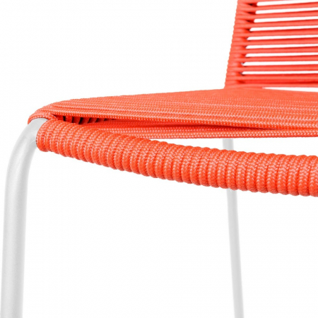 Scaun outdoor fără brațe, cadru alb cu sfoară flexibilă – stivuibil, modern [3]