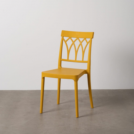 Mobilier Gradina - Scaun galben stivuibil pentru exterior din polipropilenă CreativDeco