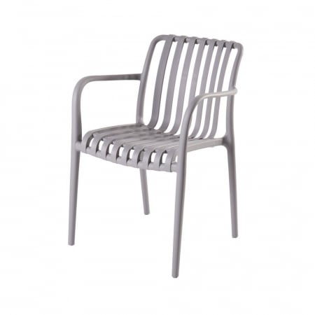 Mobilier Gradina - Scaun Deba din polipropilenă gri – cu brațe și lamele verticale