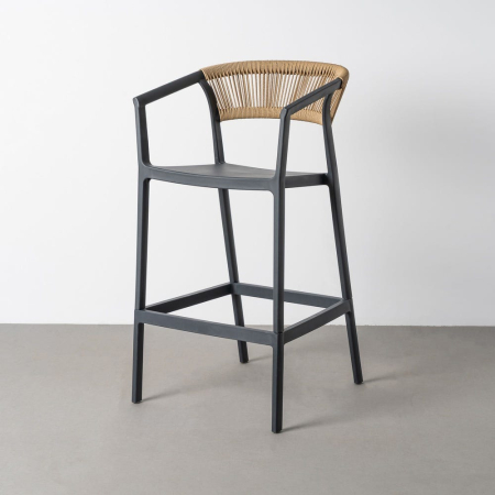 Mobilier Gradina - Scaun bar grădină plastic și frânghie gri antracit