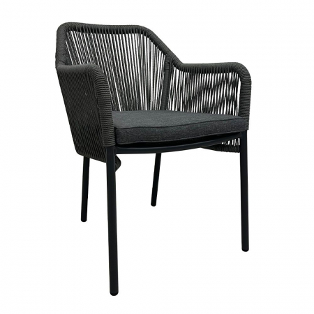 Scaune - Scaun exterior gri cu pernă aluminiu împletitură CELIA
