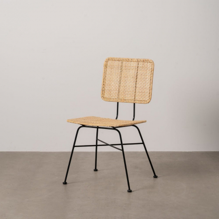 Scaune in Stil Contemporan - Scaun fibre naturale și structură metalică – stil boho urban relaxat