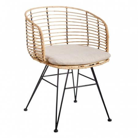 Scaun împletitură naturală cu pernuță lavabilă – design boho modern [2]