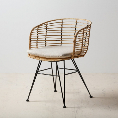 Scaune in Stil Contemporan - Scaun împletitură naturală cu pernuță lavabilă – design boho modern