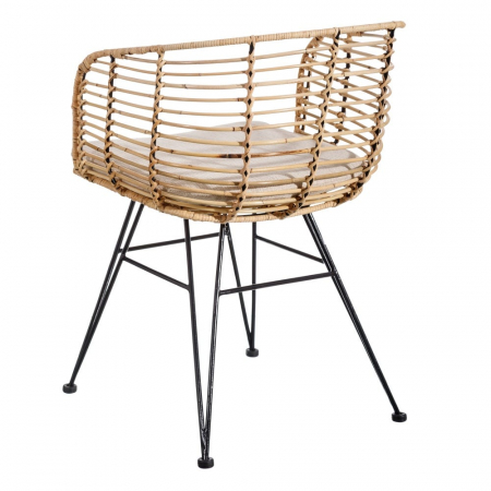 Scaun împletitură naturală cu pernuță lavabilă – design boho modern [4]