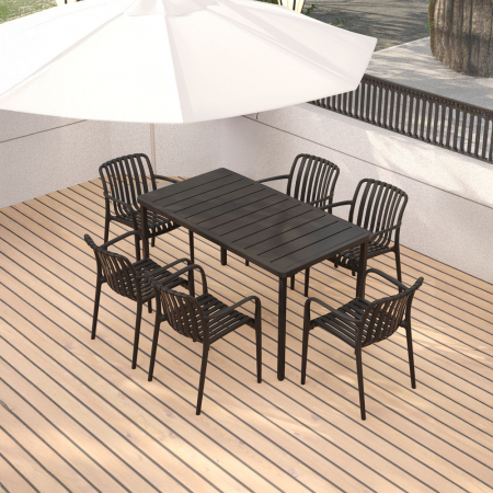Scaun Sticky negru din polipropilenă cu protecție UV – design stivuibil [2]