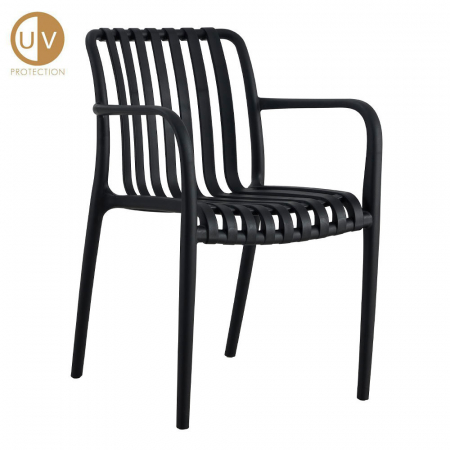 Mobilier Gradina - Scaun Sticky negru din polipropilenă cu protecție UV – design stivuibil