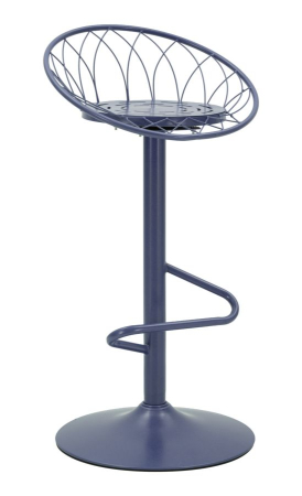 Scaune de bar - Scaun înalt de bar din metal albastru petrol cu spătar rotund tip plasă