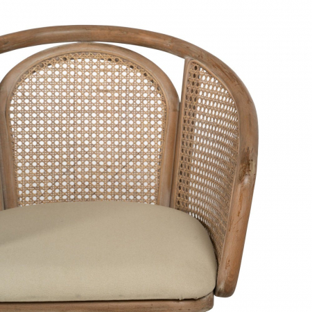 Scaun lemn natur cu spătar împletit și șezut bej – design organic modern [4]