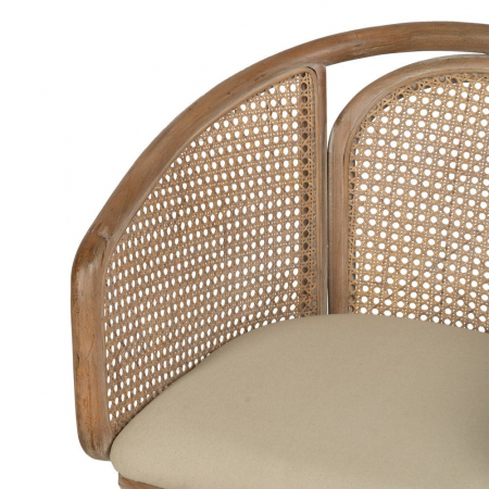 Scaun lemn natur cu spătar împletit și șezut bej – design organic modern [5]