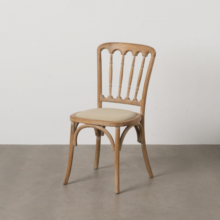Scaune Dining - Scaun din lemn natur cu șezut bej tapițat – stil clasic reinterpretat