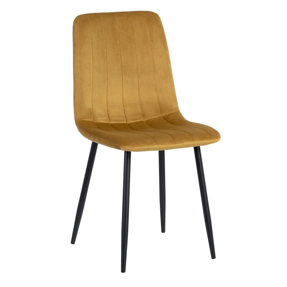 Scaun Line Galben Ocru, Catifea Metal - CreativDeco.ro