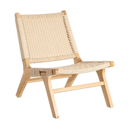 Scaun lounge lemn natural cu împletitură din sfoară [1]