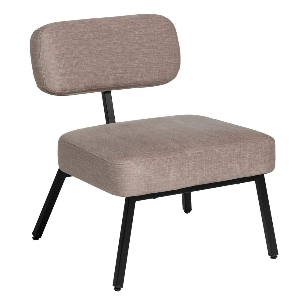 Industrial - Scaun lounge stofa bej, metal negru