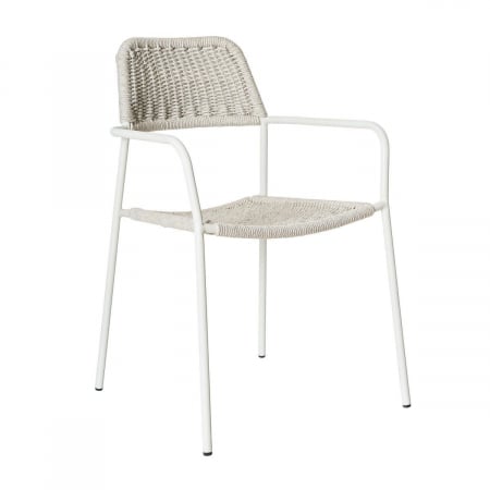 Mobilier Gradina - Scaun Milos White Light Grey – eleganță nordică și confort exterior pentru grădini moderne