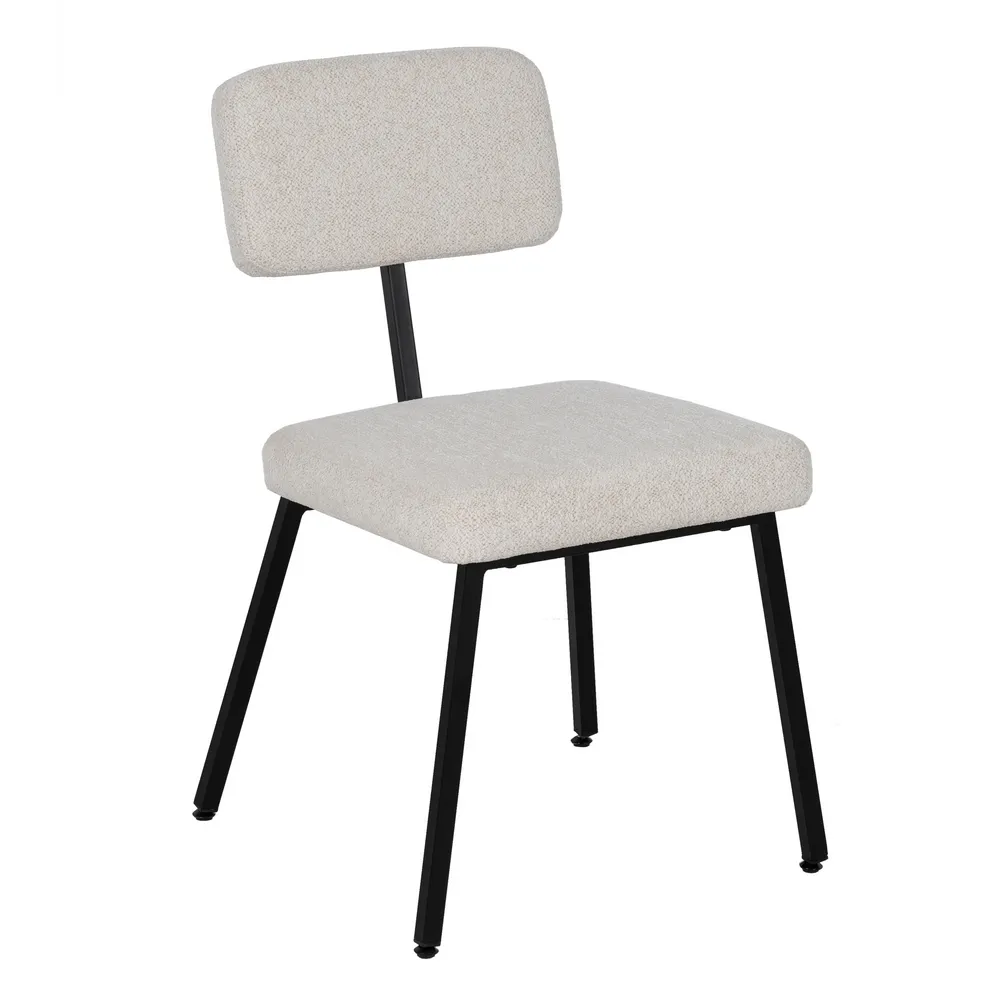 Scaune de birou - Scaune dining moderne crem cu șezut gros și structură metalică