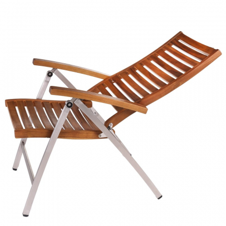 Scaun Norah inox cu lemn acacia, pliabil și reglabil pentru exterior [3]