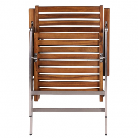 Scaun Norah inox cu lemn acacia, pliabil și reglabil pentru exterior [4]