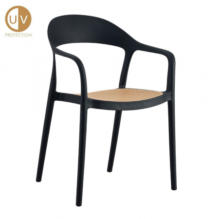 Mobilier Gradina - Scaun Bistrot cu brațe și șezut perforat natural