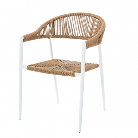 Mobilier - Scaun Neska White alb cu împletitură ratan tip sfoară pentru exterior