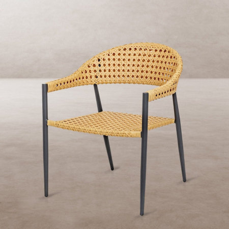 Scaune Stivuibile - Scaun Niva grafit cu ratan natur și design stivuibil profesional