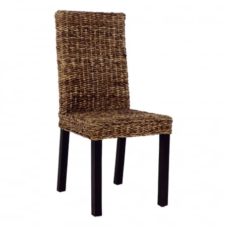 Mobilier - Scaun cu tapițerie abaca și cadru negru, potrivit pentru dining sau decor cu influențe tropicale