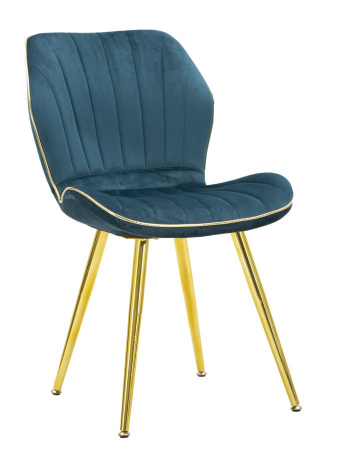 Scaune Dining - Scaun Paris, metal catifea, albastru auriu, CreativDeco.ro