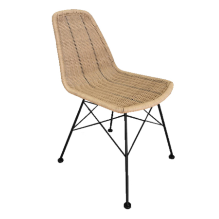 MEGA PROMOTII - Scaun dining din ratan sintetic natural cu structură metalică