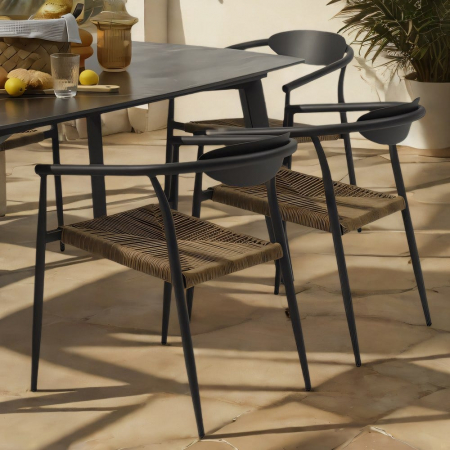 Scaun Tanya Charcoal cu fibre honey, stil japandi industrial, stivuibil [1]