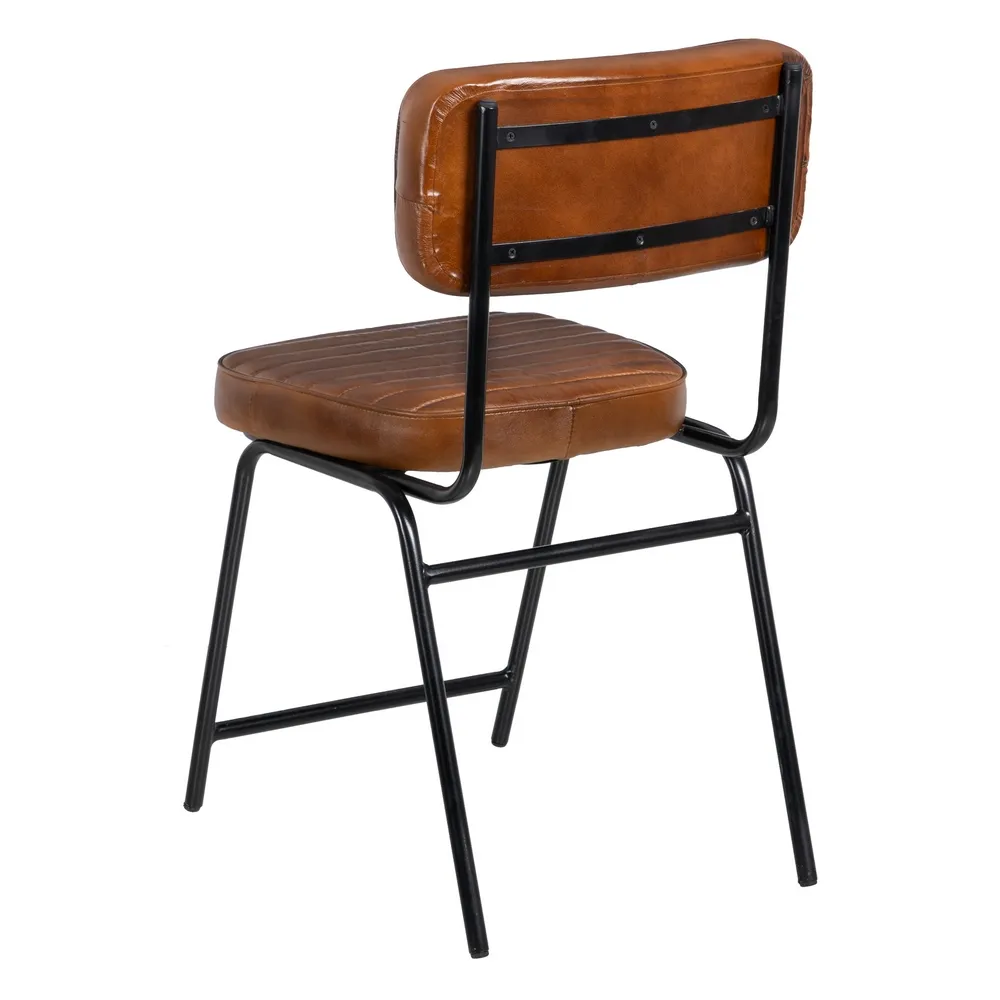 Scaun piele maro metal negru - CreativDeco.ro [4]