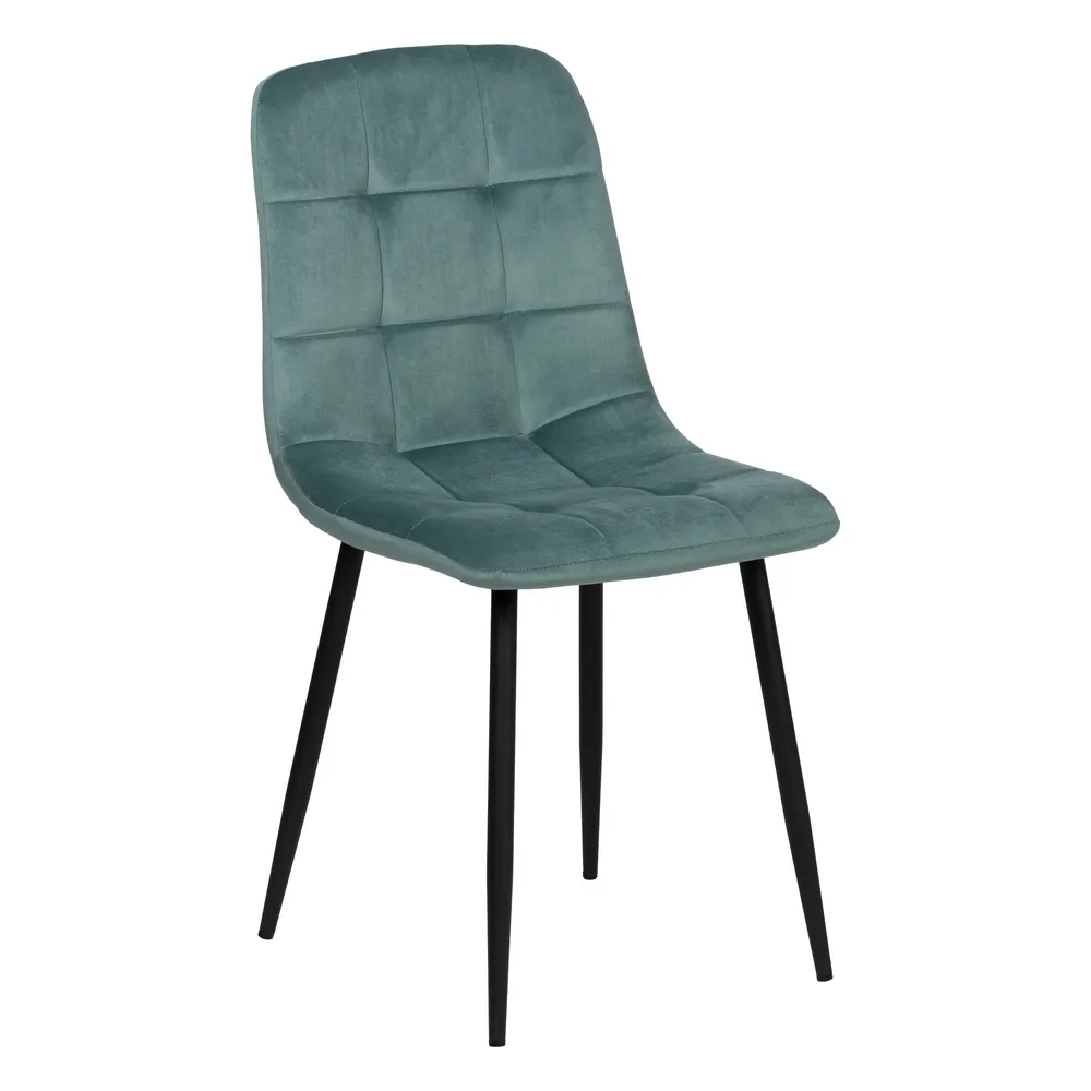 Scaune in Stil Scandinav - Scaun Q-Line Aquamarine Negru, Catifea Metal - CreativDeco.ro