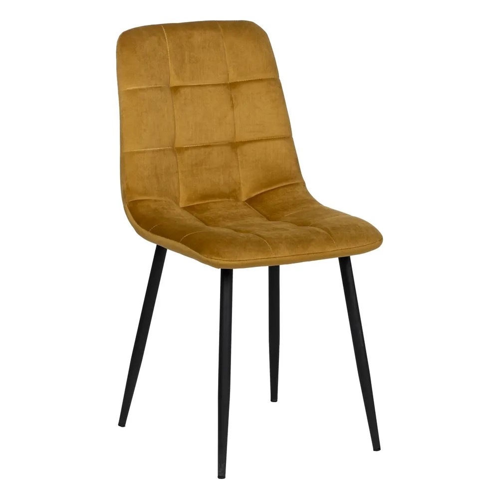 Scaune in Stil Scandinav - Set 4 scaune tapitate catifea galben ocru Q-Line - CreativDeco.ro