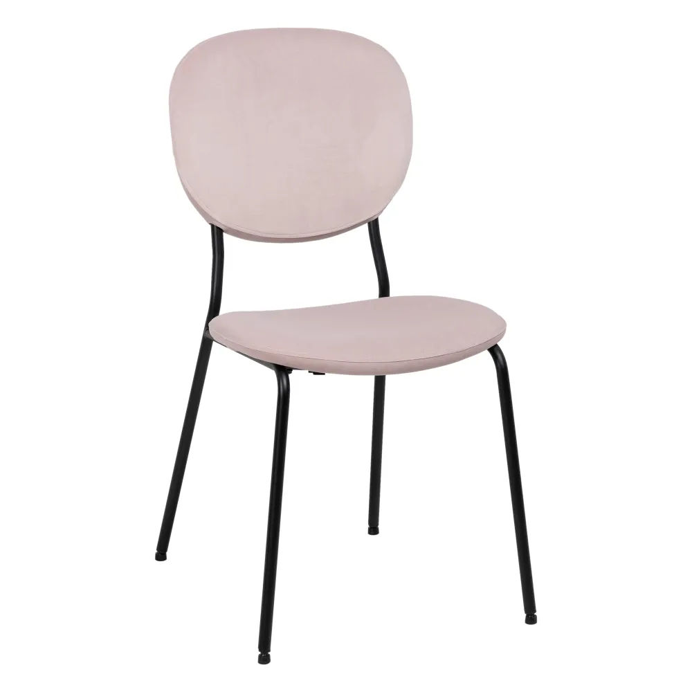 Scaune in Stil Scandinav - Scaune dining moderne roz pudra cu șezut catifelat