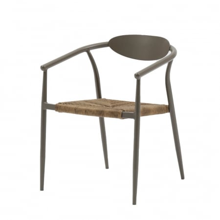 Mobilier Gradina - Scaun Tanya grafit cu împletitură honey, stil japandi și cadru stivuibil