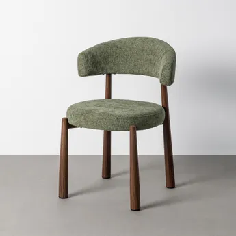 Scaune Dining - Scaun tapițat verde cu accent cromatic