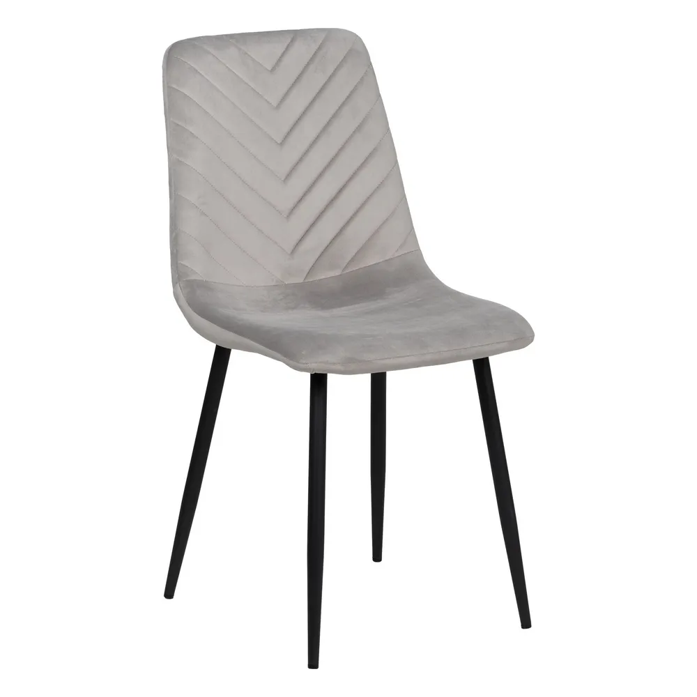 Scaune Dining - Scaun V-Line Gri Deschis Negru, Catifea Metal - CreativDeco.ro