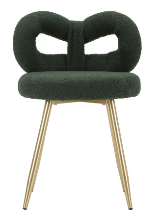 Scaun modern verde cu tapițerie boucle și picioare aurii Ilary [2]
